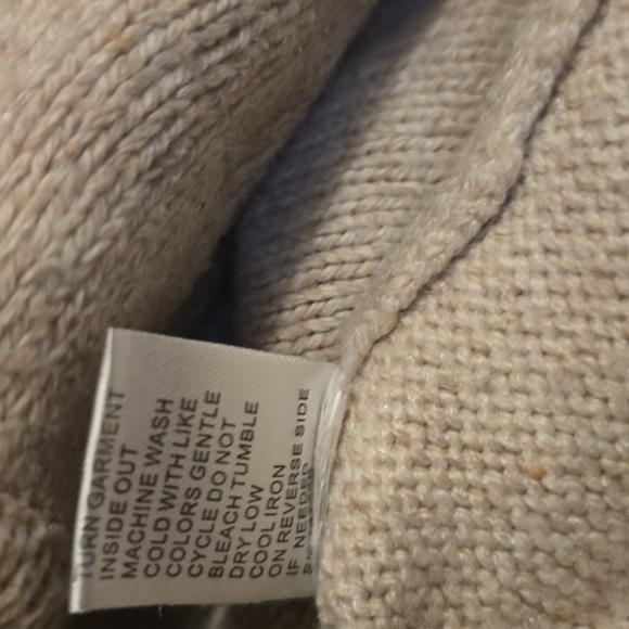 Look @ Me Oatmeal colored tiered Peplum button front sweater. Size large - Picture 5 of 9